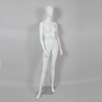 Манекен женский глянец без лица, белый, на подставке, H1810 мм - 4A-65-1(бел)