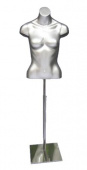 Торс женский без рук, стилизованый, цвет серебристый H605 мм - MK-CLBF-S