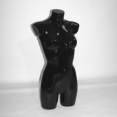 Манекен торс женский, скульптурный, из пластика, цвет черный. - Т-415(чер)